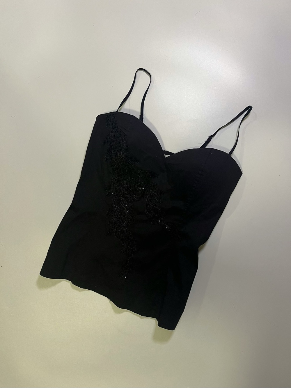 vintage beaded black bustier top